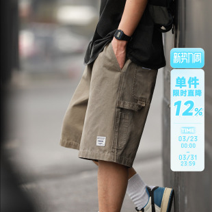 短裤 碳磨珠地棉嘿马七作美式 重磅高密水洗伐木工装 男款 潮 复古夏季