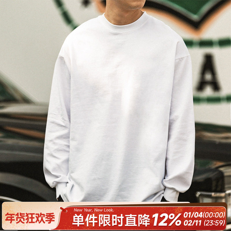 300g精棉HEEMKIZOO原创日系春秋季男长袖T恤圆领休闲打底衫情侣潮,男装,T恤,淘宝优惠券,粉丝福利购,淘宝优惠卷