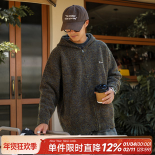 嘿马七作日系复古春秋针织开衫拉链绣花毛衣男宽松休闲慵懒风外套