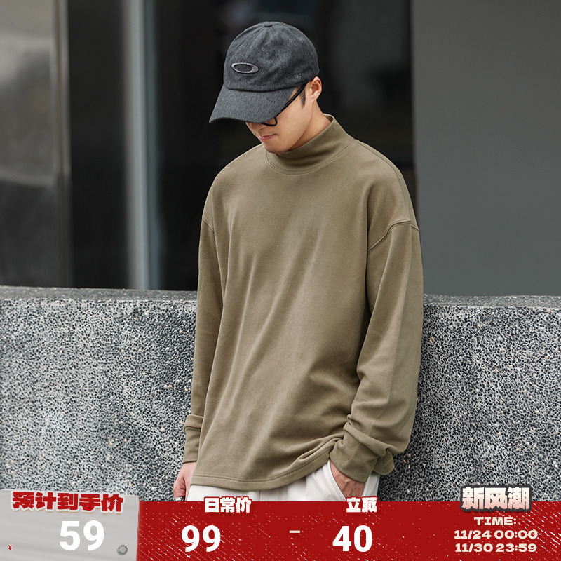 嘿马七作抗菌发热绒高领打底T恤