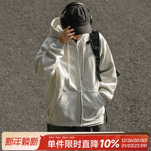 400g重磅嘿马七作日系复古春秋男款 连帽卫衣套头外套潮牌 休闲开衫