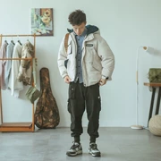 Hummer bảy nguyên bản Nhật Bản mùa đông retro trùm đầu áo khoác nam dụng cụ áo khoác cotton quần áo thủy triều những người yêu thích thương hiệu - Áo khoác đôi