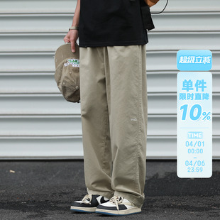 宽松休闲户外长裤 刺绣logo潮牌直筒裤 嘿马七作日系复古男女春秋款