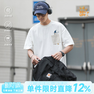 T恤 趣味卡通印花索罗娜潮牌短袖 250g嘿马七作日系复古春夏款 男士