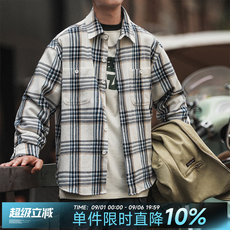 格子条纹翻领衬衫衬衣外套图片