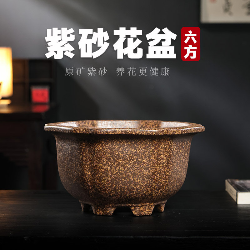 宜兴紫砂花盆盆景文竹金弹子老桩海棠精品兰花君子兰莲花方形盆栽