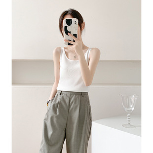 专柜白色宽肩带吊带背心女2026夏季 冰丝针织上衣宽肩凉快内搭 新款