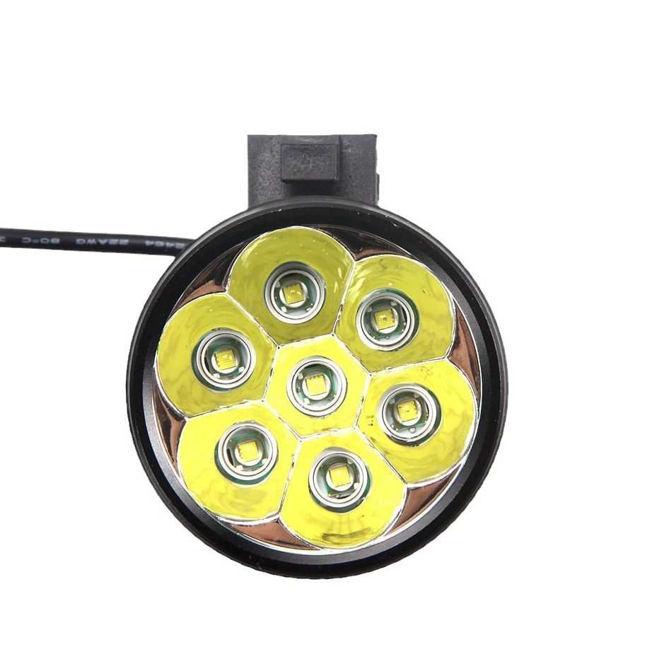 强光自行车灯充电T6头灯7颗LED户外头戴式钓鱼超亮矿灯山地车前灯