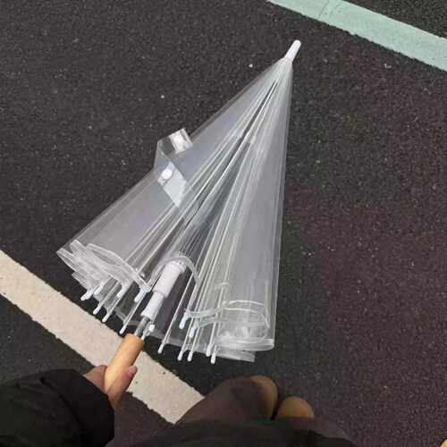 韩系ins风透明雨伞长柄自动情侣