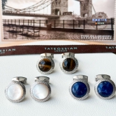 衬衫 现货英国TateossianRT牛眼石袖 扣蓝宝贝母男士 商务生日送礼物