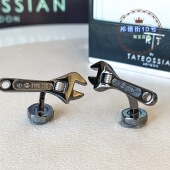 袖 现货英国TateossianRT碳黑金属机械扳手转动螺帽男士 衬衫 扣商务