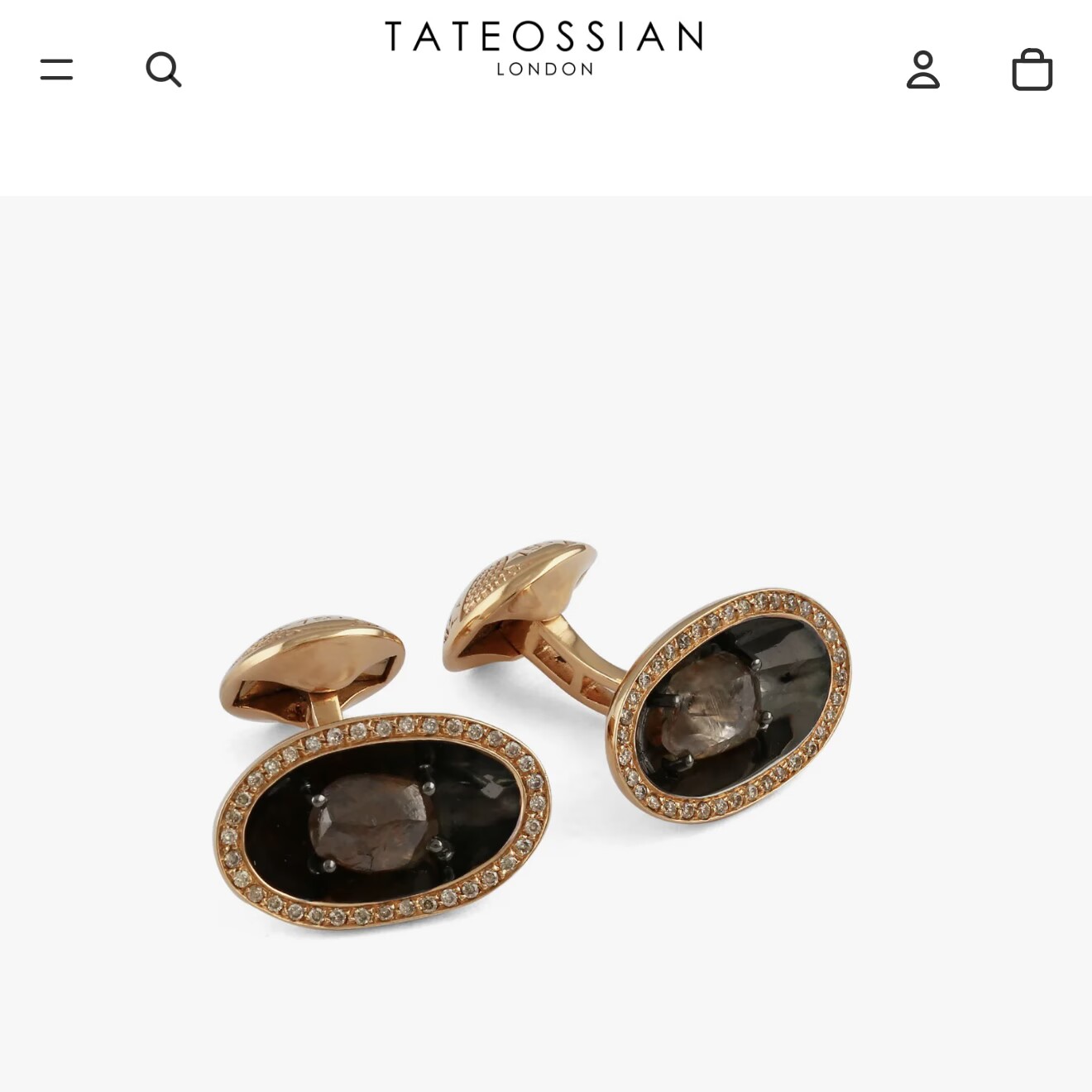 英国TateossianRT18K玫瑰金棕钻天然稀缺限量款高端男士珠宝袖扣