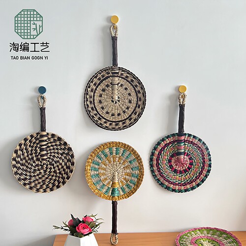 海草扇圆形摇扇非洲元素墙面装饰