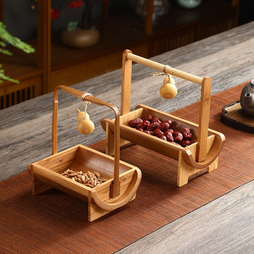 竹制中式水果盘糕点盒甜品干果盘