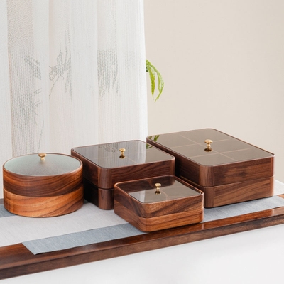 实木干果盒高颜值带盖水果盘家用轻奢客厅坚果盒高端精致糖果盒