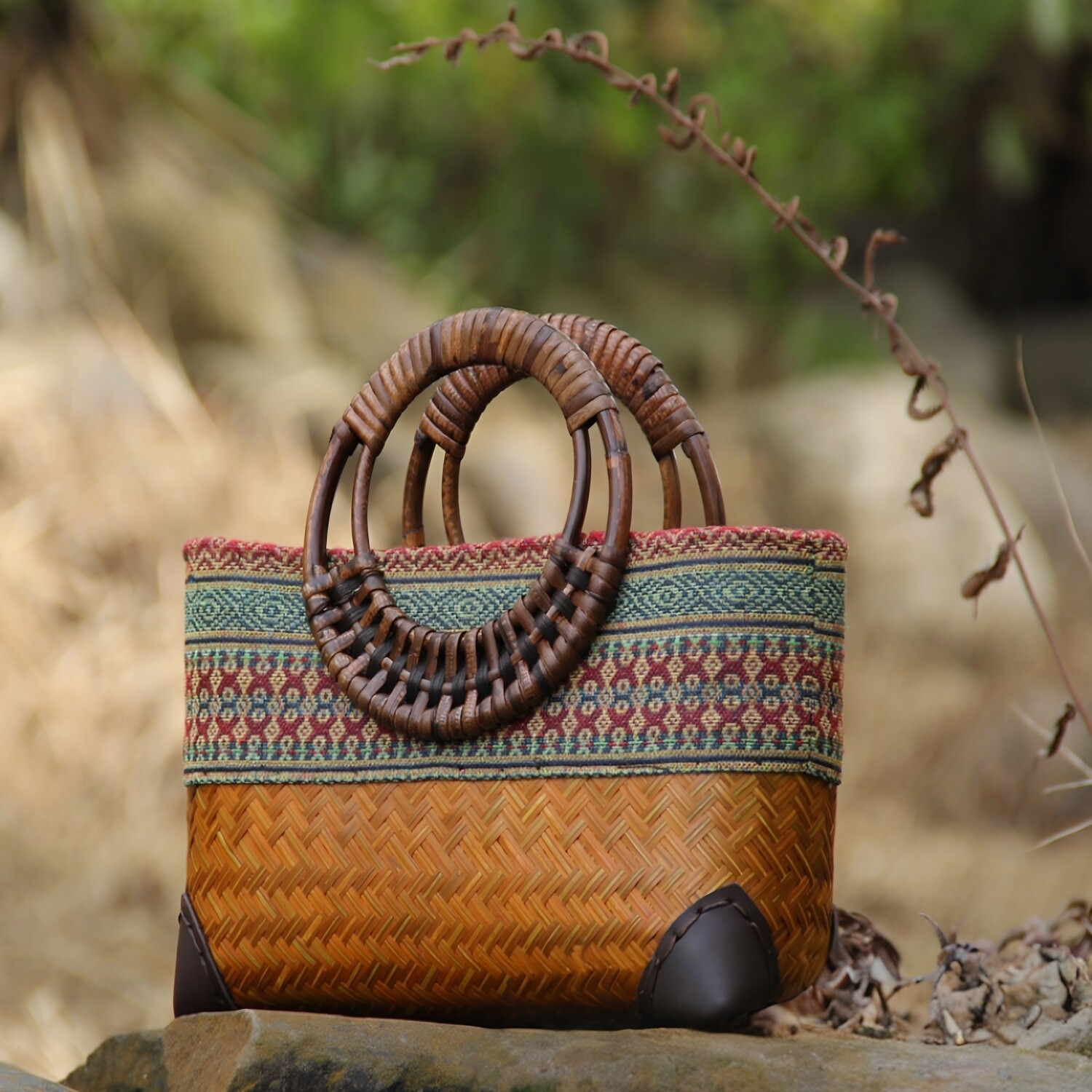 竹编包复古手提包民族特色服饰搭配女包新款小包竹子编织藤条提包