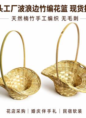 竹编提手花篮家用鸡蛋篮收纳篮