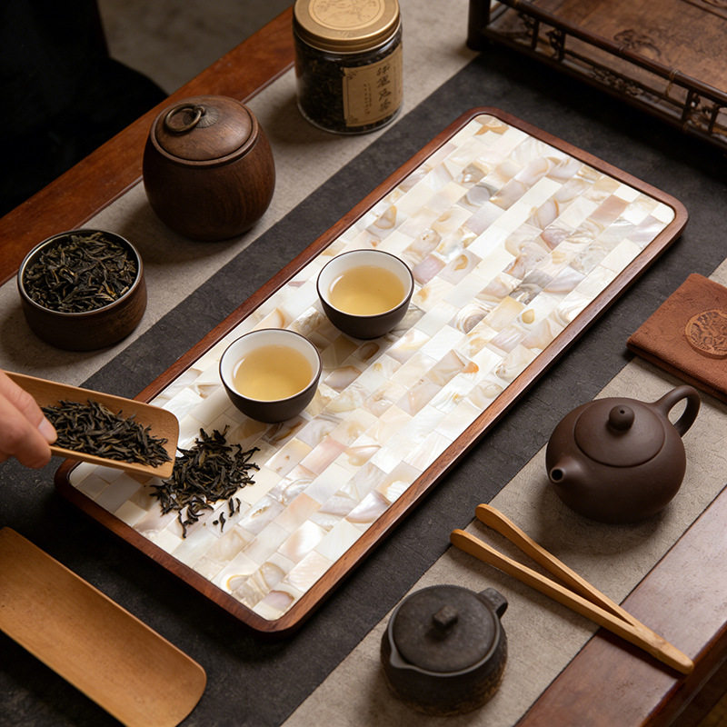 实木镶嵌贝壳茶盘餐厅托盘点心盘
