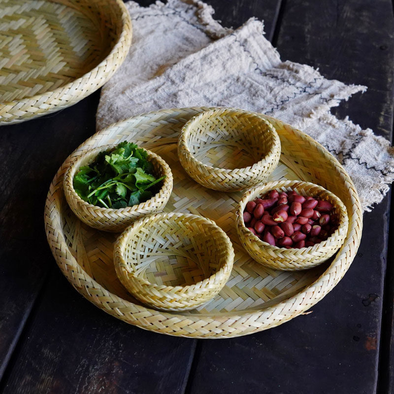 竹编盘日式调味碟小碟子竹子碟蘸料碟小菜碟火锅调料碗收纳盘小碟,特色手工艺,竹编/竹雕,淘宝优惠券,粉丝福利购,淘宝优惠卷