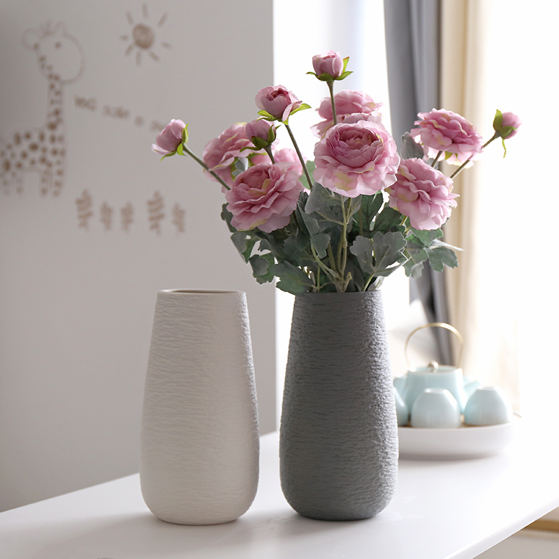 北欧创意餐桌陶瓷花瓶摆件客厅插花器电视柜摆花干花摆设鲜花水养