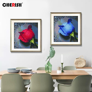 珍爱十字绣2023新款线绣滴水玫瑰小件客厅卧室简单新手满绣手工绣