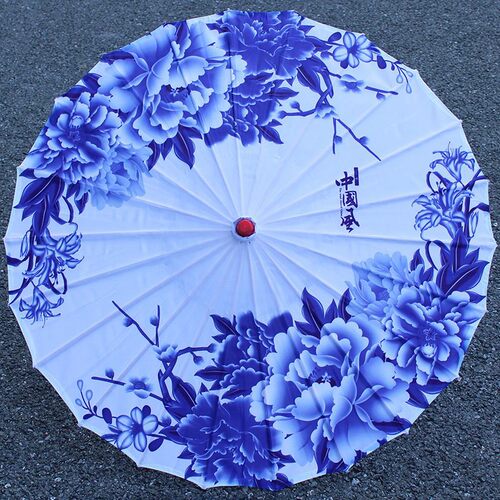 青花瓷吊顶装饰舞蹈汉服旗袍走秀中国风绸布伞油纸伞少儿古风道具