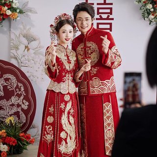 出租中式结婚嫁衣婚服新娘新郎秀禾情侣款出门敬酒服礼服婚纱照