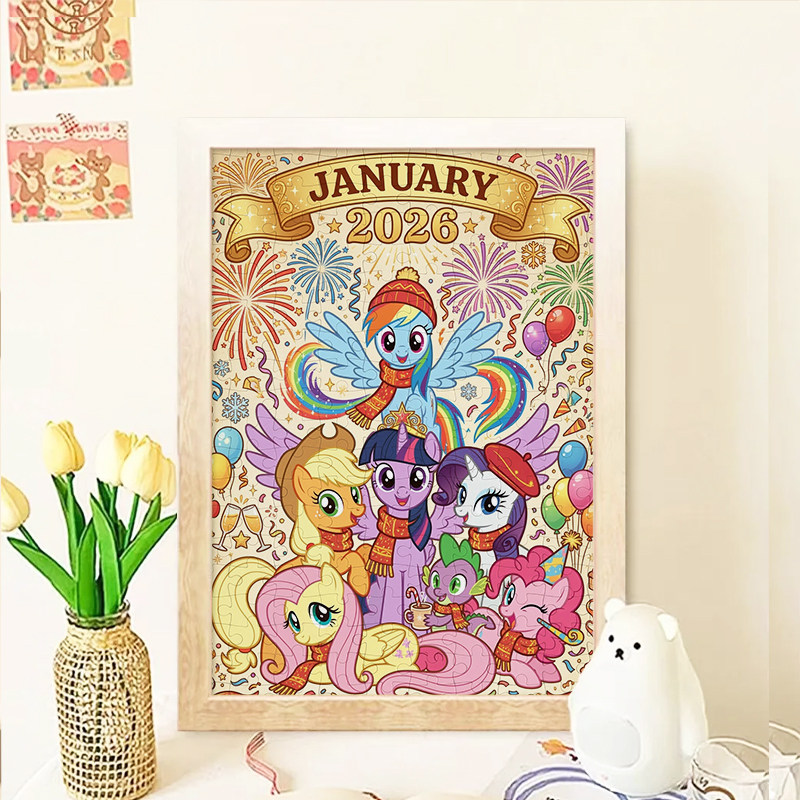 小马宝莉新年2026木质带框拼图卡通女孩定制摆件定制儿童玩具礼物,模玩/动漫/周边/娃圈三坑/桌游,动漫挂件/文具,淘宝优惠券,粉丝福利购,淘宝优惠卷