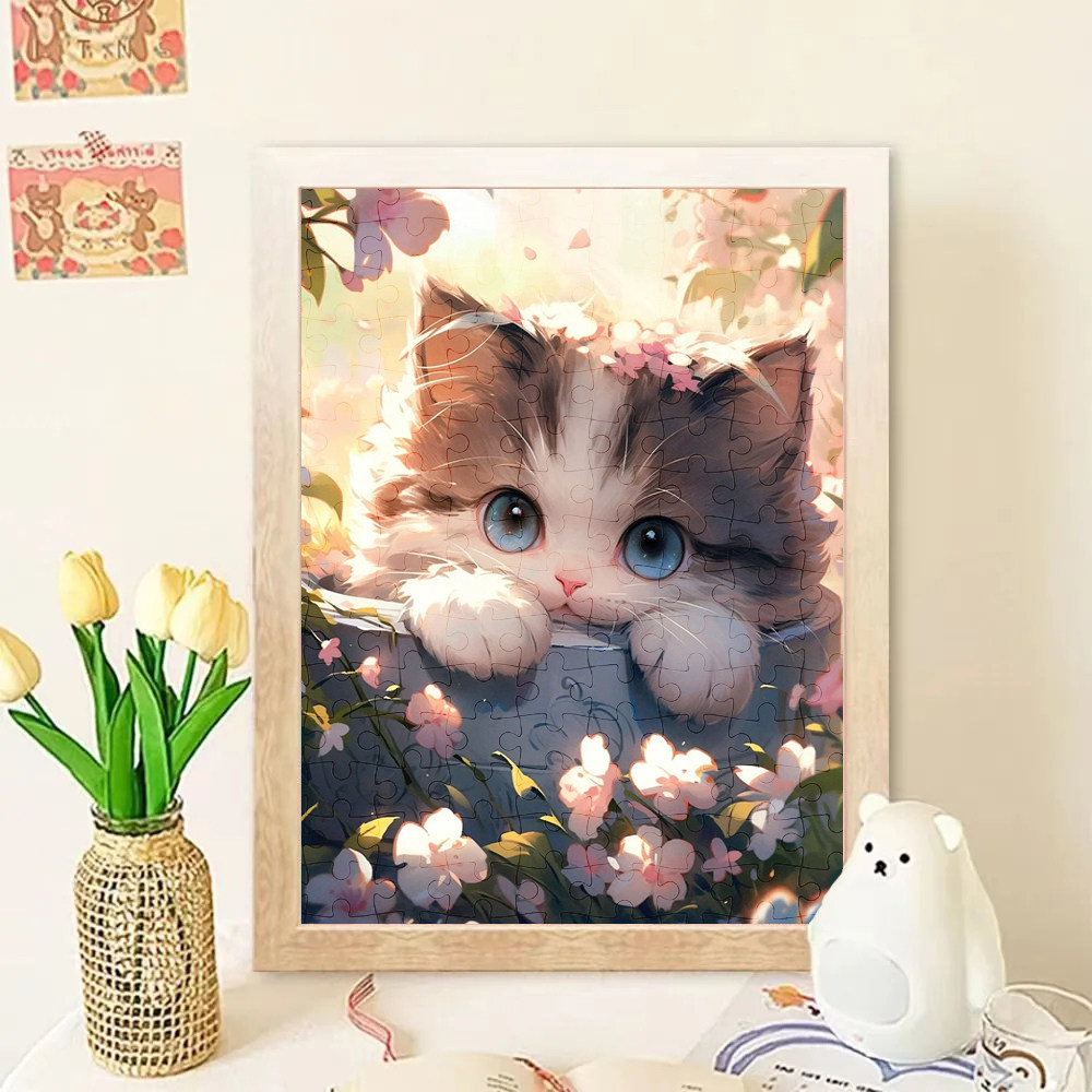 可爱猫咪高颜值木质带框拼图儿童拼图/拼板