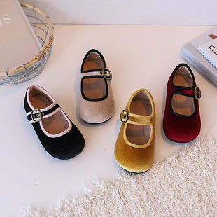 韩国童鞋2026春秋季儿童单鞋丝绒洋气宝宝鞋浅口舞蹈表演女童皮鞋