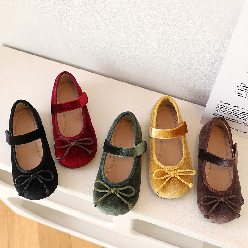 春秋季丝绒女童公主鞋小香风