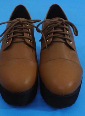 可来图片定做小码单鞋26-33码厚底坡跟松糕系带大码女鞋40-50码高