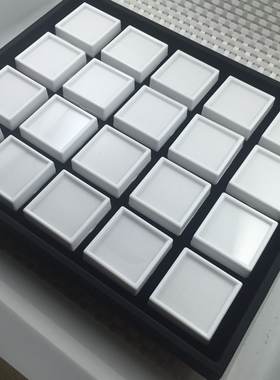 戒面5*5裸石盒戒面盒带托盘黑白色宝石盒彩宝盒钻石展示盘套装盘