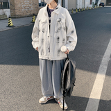 wassuphappy涂鸦牛仔外套男士春秋季潮流港风青少年痞帅休闲夹克，男装夹克，星座226-3