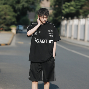 已注册版权运动套装宽松男夏装篮球衣服男短袖t恤226-3-6859-P80图片