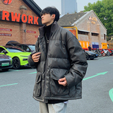 2023新款高品质PU皮棉衣港风罗文立领双口袋外套MY112-P165限228，男装棉衣，星座226-3