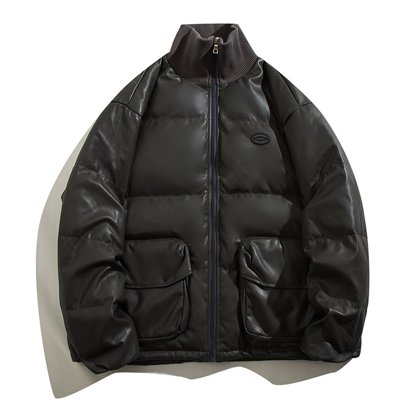 2023新款高品质PU皮棉衣白底罗文立领双口袋外套MY112-P165限238，男装棉衣，星座226-3