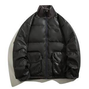 2023新款高品质PU皮棉衣白底罗文立领双口袋外套MY112-P165限238,男装棉衣,星座226-3