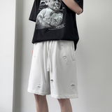 2024夏大码宽松水洗做旧破洞直筒运动休闲短裤226-3-K9988-P55，男装休闲裤，星座226-3