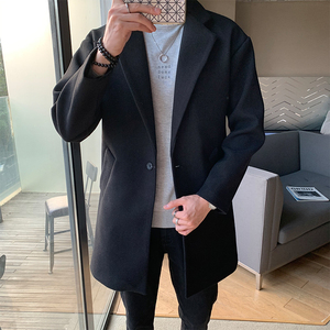 2020店主风冬装中长款呢大衣外套风衣男226-3-D21-P100不起球图片