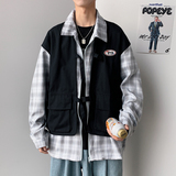 21男女同款宽松春季假两件马甲格子外套情侣上衣6209-P78-226-3，男装夹克，星座226-3