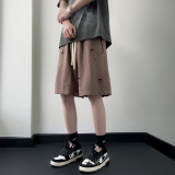 2024夏大码宽松水洗做旧破洞直筒运动休闲短裤226-3-K9988-P55，男装休闲裤，星座226-3