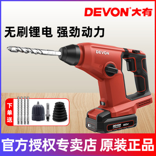 大有5403充电式电锤锂电冲击钻家用无线轻型电钻多功能电动工具