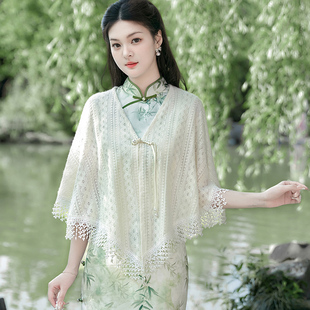 2025新款旗袍披肩女外搭晚礼服夏季日常民国风蕾丝气质优雅新中式