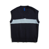 A353-M173特-P35韩版V领套头无袖拼色毛衣男女针织衫上衣蓝色，男装背心/马甲，星座1308-1（原A353）