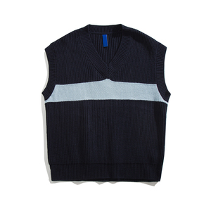 A353-M173特-P35 韩版V领套头无袖拼色毛衣男女针织衫上衣 蓝色,男装背心/马甲,星座1308-1（原A353）