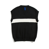A353-M173特-P35韩版V领套头无袖拼色毛衣男女针织衫上衣蓝色，男装背心/马甲，星座1308-1（原A353）