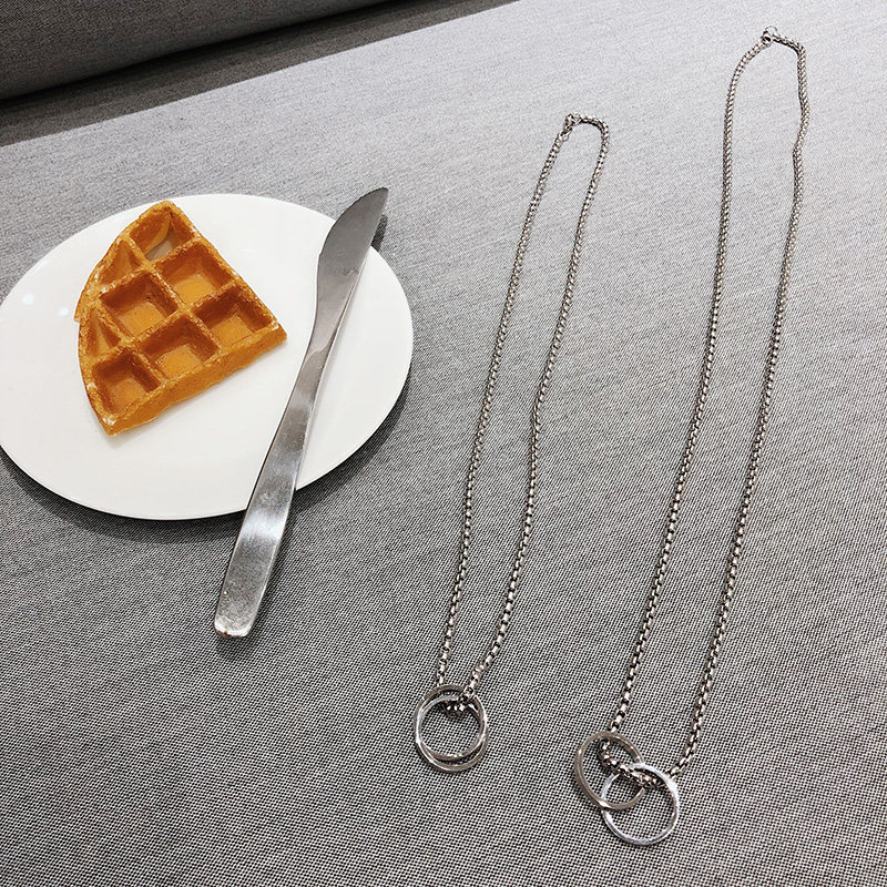 A353-X016-P30日韩双环吊坠百搭情侣项链男女服装配件,饰品头饰,星座1308-1（原A353）