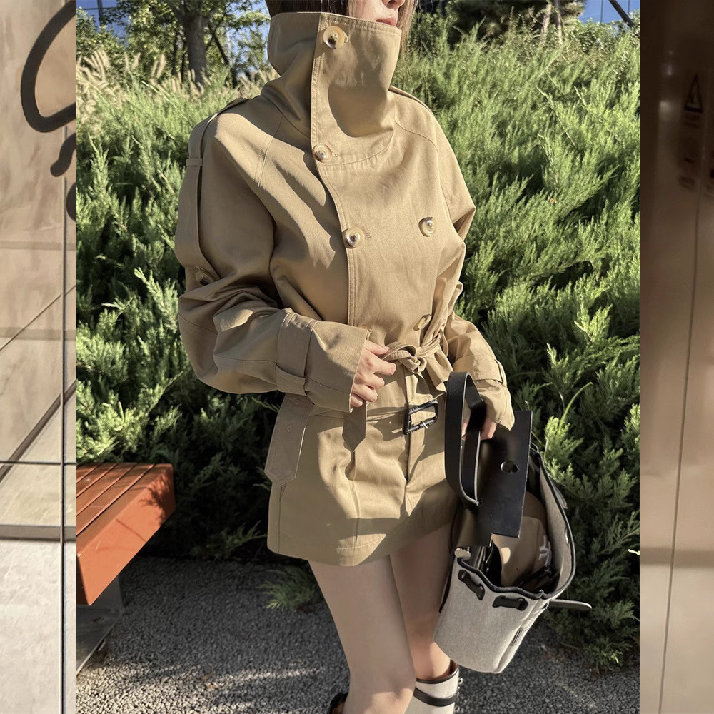 修身感短款风衣外套小个子图片
