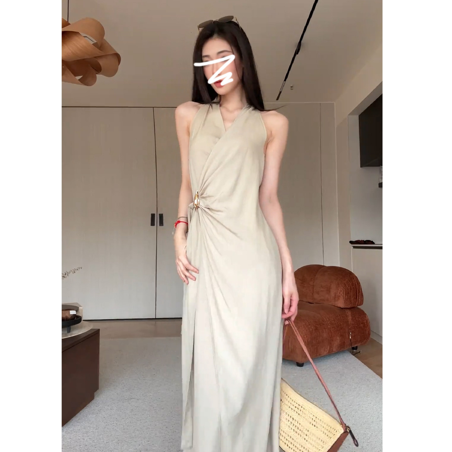 海边度假法式无袖连衣裙子女夏季2026新款夏日绝美雪纺长裙设计感